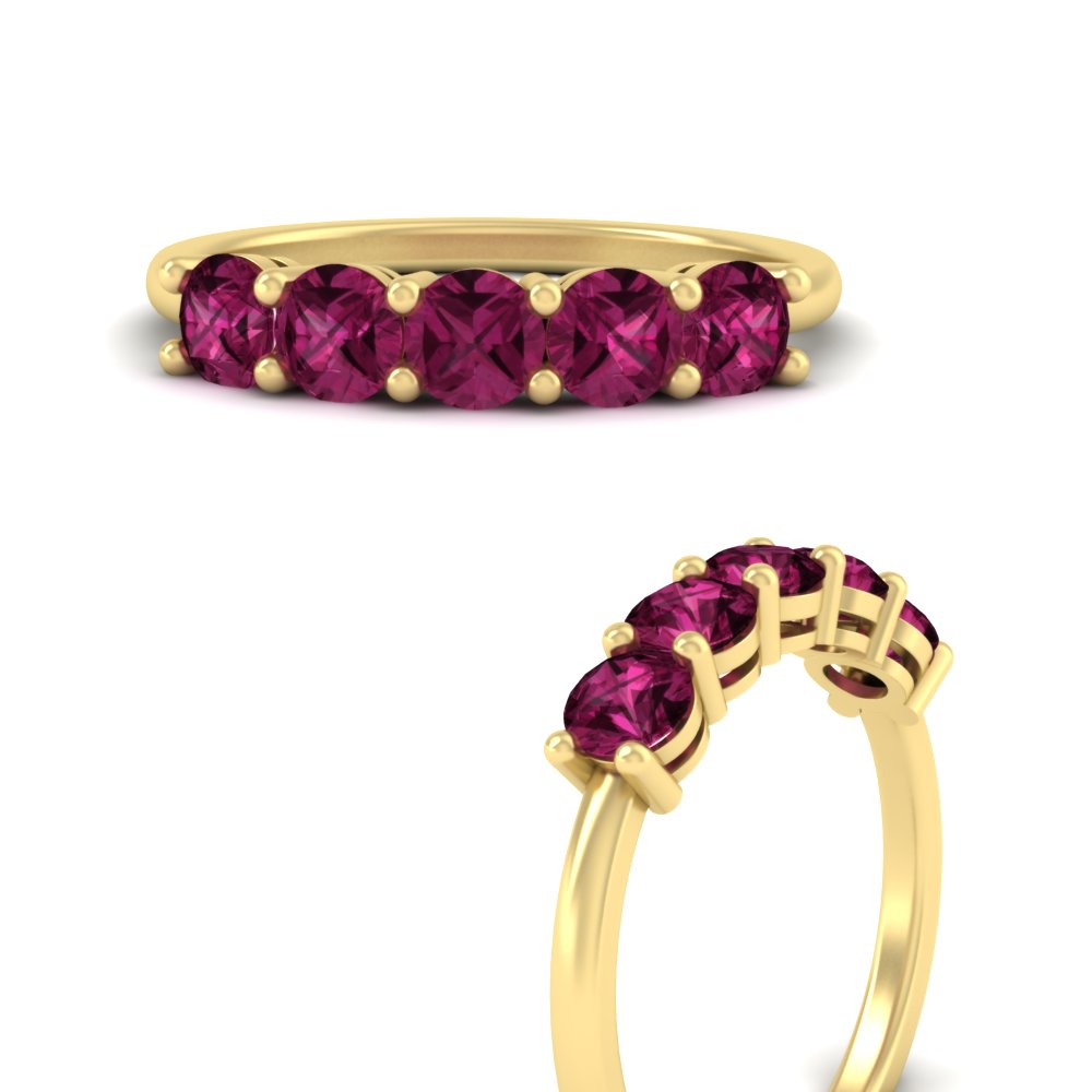 1.50-carat-round-5-stone-pink-sapphire-wedding-ring-in-yellow-gold-FDENS141ROBGSADRPIANGLE3-1.50CT-NL-YG