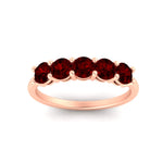 Load image into Gallery viewer, 1.50-carat-round-5-stone-ruby-wedding-ring-in-rose-gold-FDENS141ROBGRUDRANGLE5-1.50CT-NL-RG
