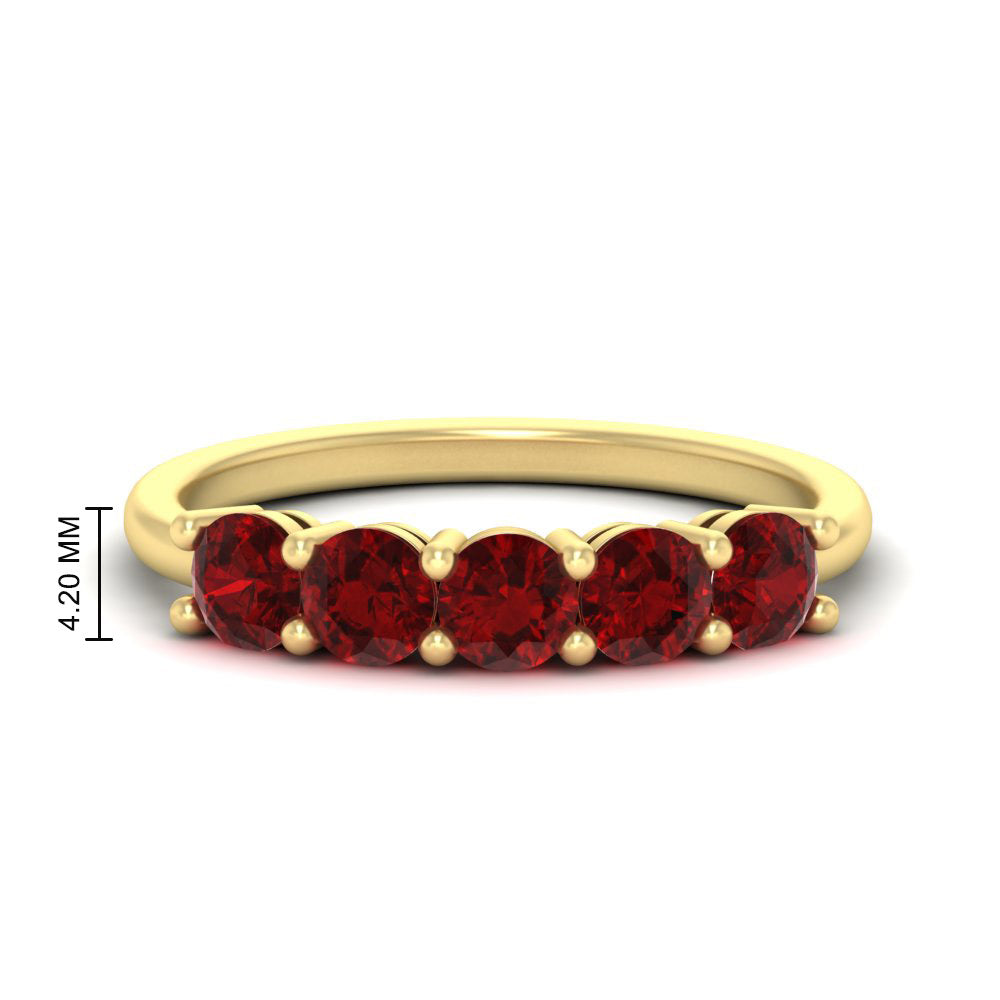 1.50-carat-round-5-stone-ruby-wedding-ring-in-yellow-gold-FDENS141ROBGRUDR-1.50CT-NL-YG-HW