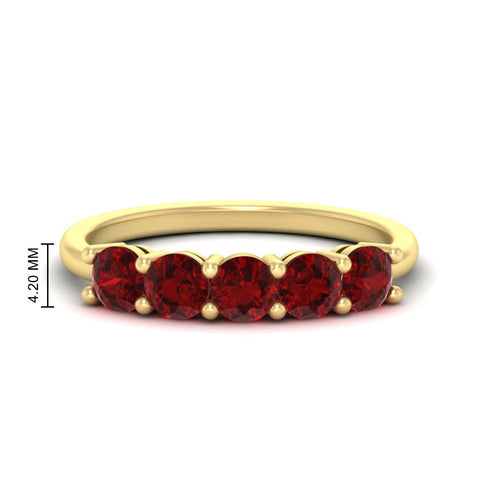1.50-carat-round-5-stone-ruby-wedding-ring-in-yellow-gold-FDENS141ROBGRUDR-1.50CT-NL-YG-HW