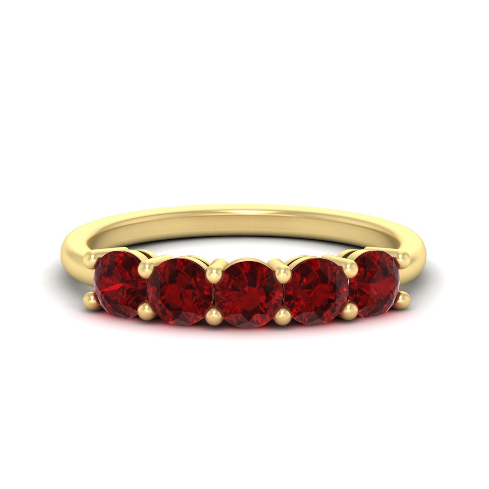 1.50-carat-round-5-stone-ruby-wedding-ring-in-yellow-gold-FDENS141ROBGRUDR-1.50CT-NL-YG