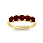 Load image into Gallery viewer, 1.50-carat-round-5-stone-ruby-wedding-ring-in-yellow-gold-FDENS141ROBGRUDRANGLE5-1.50CT-NL-YG
