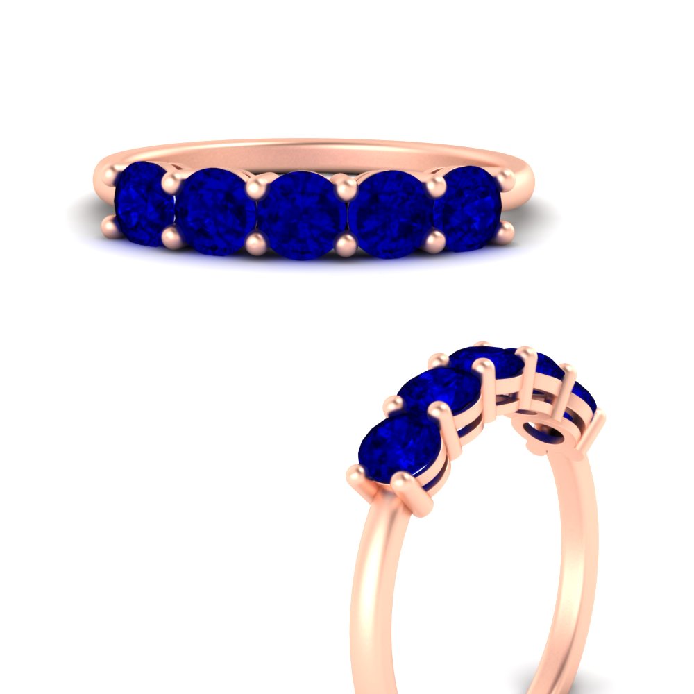 1.50-carat-round-5-stone-sapphire-wedding-ring-in-rose-gold-FDENS141ROBGSABLANGLE3-1.50CT-NL-RG