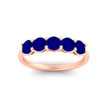 Load image into Gallery viewer, 1.50-carat-round-5-stone-sapphire-wedding-ring-in-rose-gold-FDENS141ROBGSABLANGLE5-1.50CT-NL-RG
