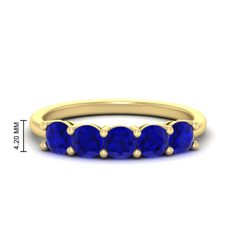 1.50-carat-round-5-stone-sapphire-wedding-ring-in-yellow-gold-FDENS141ROBGSABL-1.50CT-NL-YG-HW