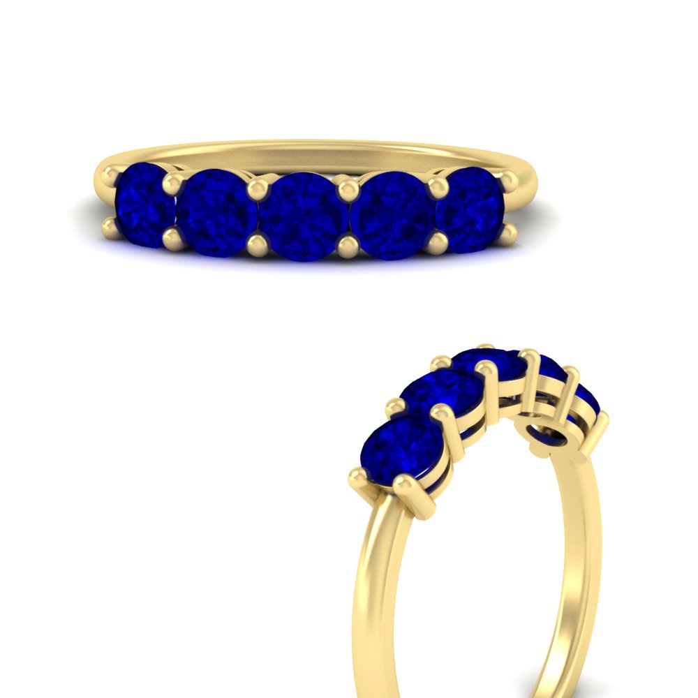 1.50-carat-round-5-stone-sapphire-wedding-ring-in-yellow-gold-FDENS141ROBGSABLANGLE3-1.50CT-NL-YG
