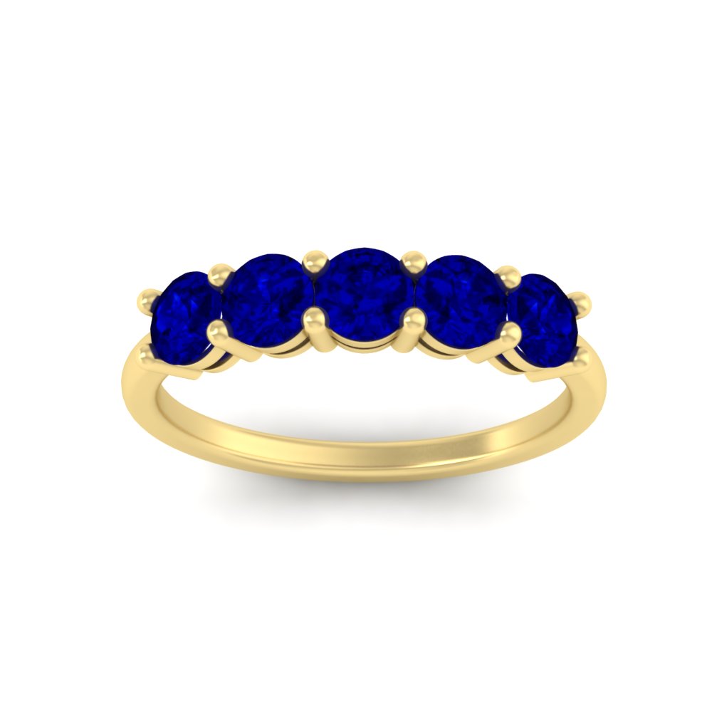 1.50-carat-round-5-stone-sapphire-wedding-ring-in-yellow-gold-FDENS141ROBGSABLANGLE5-1.50CT-NL-YG