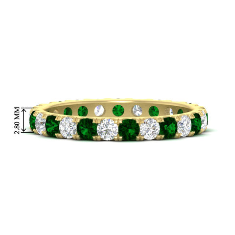 1.50-carat-round-diamond-eternity-band-with-emerald-for-women-in-yellow-gold-FDEWB8371GEMGR-1.50CT-NL-YG-HW