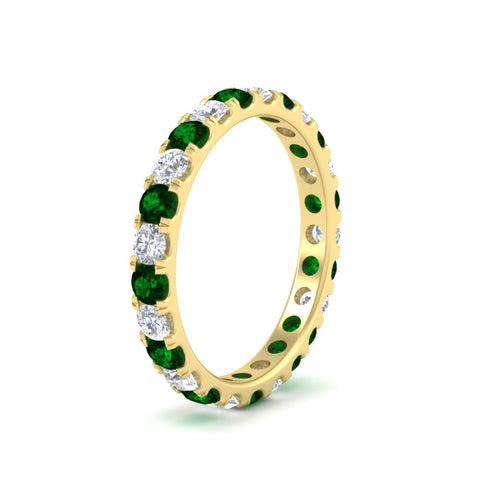 1.50-carat-round-diamond-eternity-band-with-emerald-for-women-in-yellow-gold-FDEWB8371GEMGRANGLE2-1.50CT-NL-YG