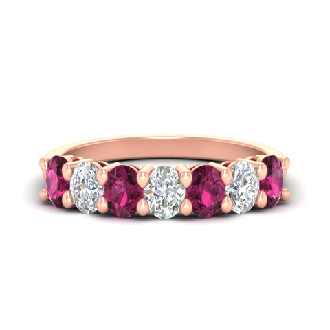 1.50-carat-seven-stone-oval-pink-sapphire-anniversary-band-in-rose-gold-fdwb8008ovgsadrpisleep-1.50ct-nl-rg