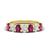 Load image into Gallery viewer, 1.50-carat-seven-stone-oval-pink-sapphire-anniversary-band-in-yellow-gold-fdwb8008ovgsadrpisleep-1.50ct-nl-yg