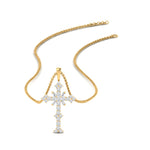 Load image into Gallery viewer, 1.50-carat-womens-diamond-cross-pendant-necklace-in-yellow-gold-FDPD10867-NL-YG
