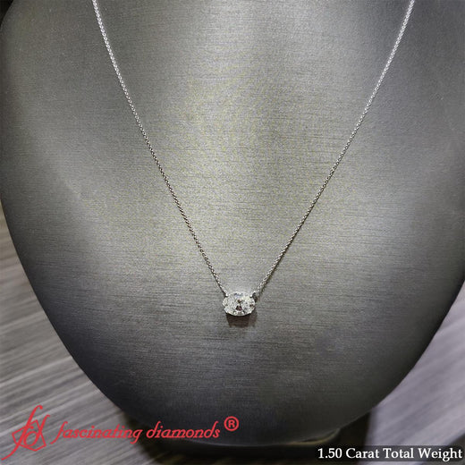 East West Oval Solitaire Pendant