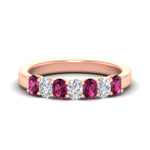 Load image into Gallery viewer, 1.50-ct-oval-7-stone-pink-sapphire-classic-wedding-ring-in-rose-gold-fd10255ovgsadrpisleep-1.50ct-nl-rg.jpg?v=1770804184