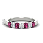 Load image into Gallery viewer, 1.50-ct-oval-7-stone-pink-sapphire-classic-wedding-ring-in-white-gold-fd10255ovgsadrpisleep-1.50ct-nl-wg-hw.jpg?v=1770804183