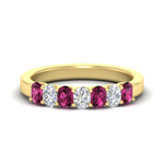 Load image into Gallery viewer, 1.50-ct-oval-7-stone-pink-sapphire-classic-wedding-ring-in-yellow-gold-fd10255ovgsadrpisleep-1.50ct-nl-yg.jpg?v=1770804184