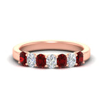 Load image into Gallery viewer, 1.50-ct-oval-7-stone-ruby-classic-wedding-ring-in-rose-gold-fd10255ovgrudrsleep-1.50ct-nl-rg.jpg?v=1770804184