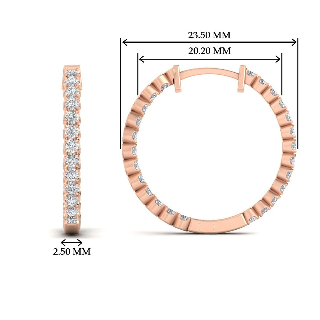 U Prong Diamond Hoop Earring