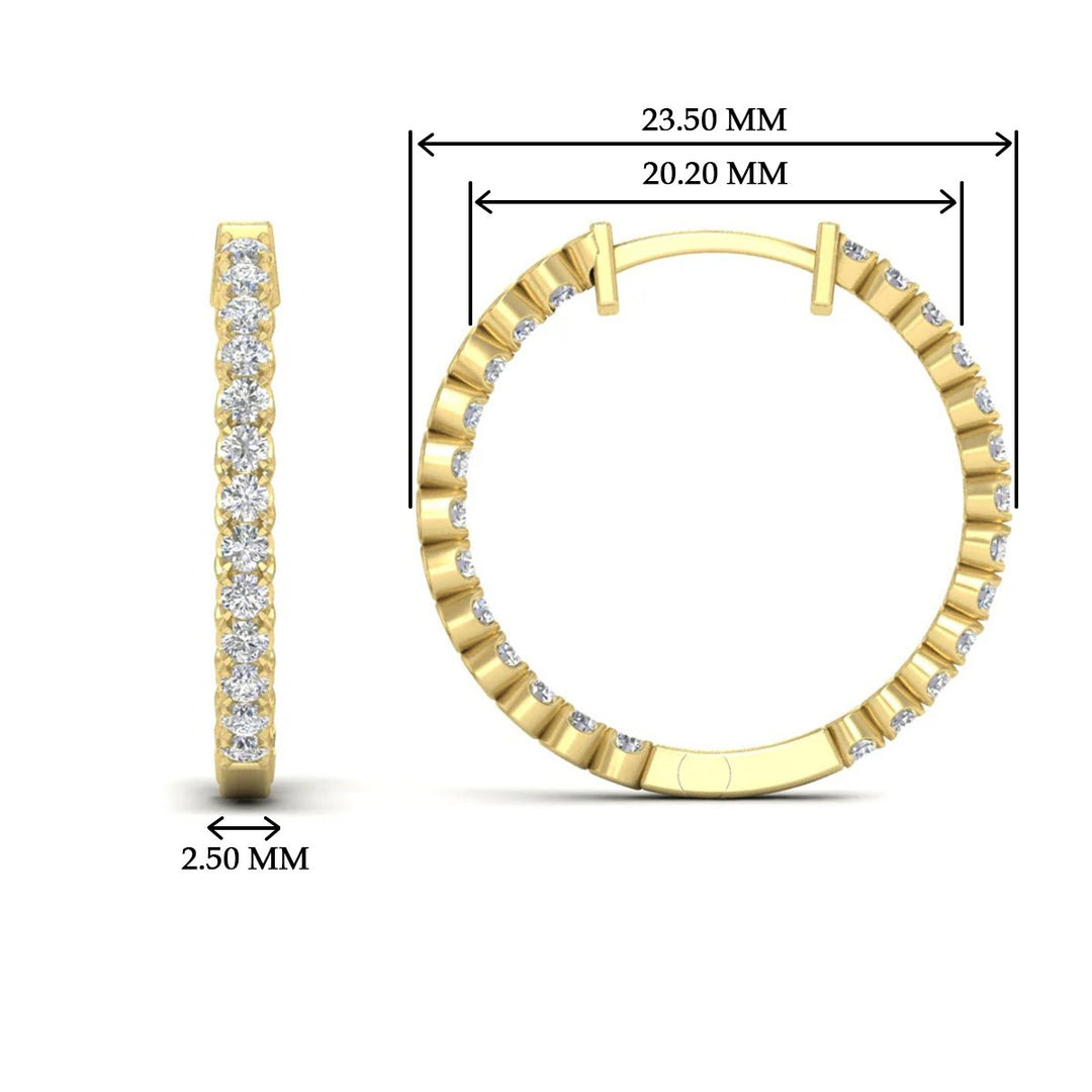 U Prong Diamond Hoop Earring