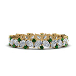 Load image into Gallery viewer, 1.50-ct.-pear-eternity-diamond-band-with-emerald-in-yellow-gold-FDEWB9203GEMGR-NL-YG.jpg
