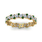 Load image into Gallery viewer, 1.50-ct.-pear-eternity-diamond-band-with-emerald-in-yellow-gold-FDEWB9203GEMGR-NL-YG.jpg
