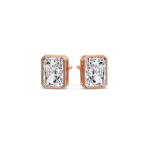 Minimalist Radiant Diamond Bezel Studs