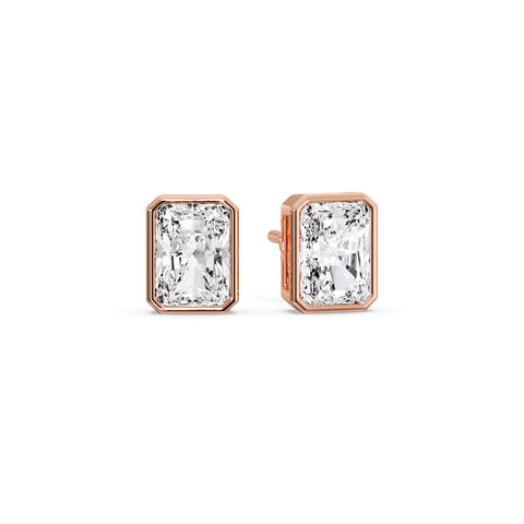 Minimalist Radiant Diamond Bezel Studs