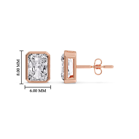 Minimalist Radiant Diamond Bezel Studs
