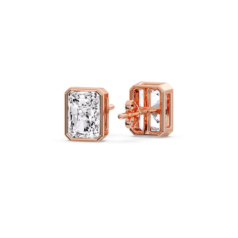 Minimalist Radiant Diamond Bezel Studs