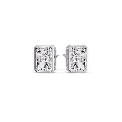 Minimalist Radiant Diamond Bezel Studs