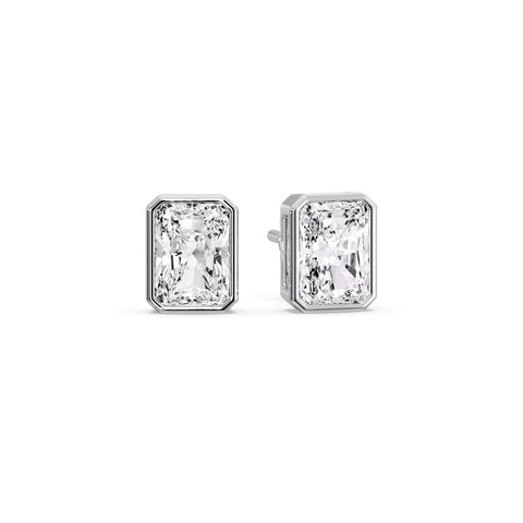 Minimalist Radiant Diamond Bezel Studs