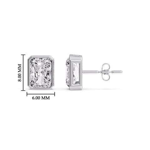 Minimalist Radiant Diamond Bezel Studs