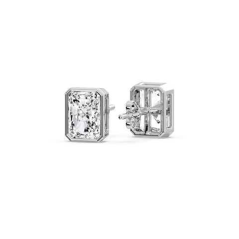 Minimalist Radiant Diamond Bezel Studs