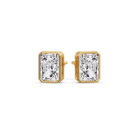 Minimalist Radiant Diamond Bezel Studs