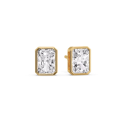 Minimalist Radiant Diamond Bezel Studs
