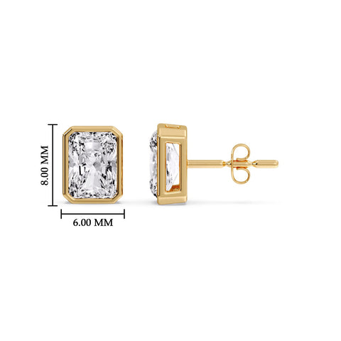 Minimalist Radiant Diamond Bezel Studs