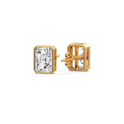 Minimalist Radiant Diamond Bezel Studs