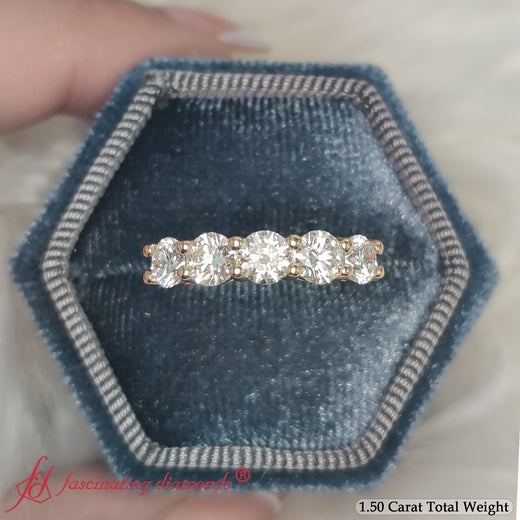 1.50+Carat+Round+Cut+Five+Stone+Diamond+Band+In+14k+Yellow+Gold-FDENS141B-1.50+CT-4