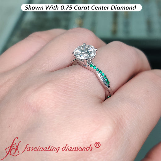 1.50_Carat_Round_Cut_Twisted_Vine_Lab_Diamond_Engagement_Ring_With_Emerald-FD8253R-2