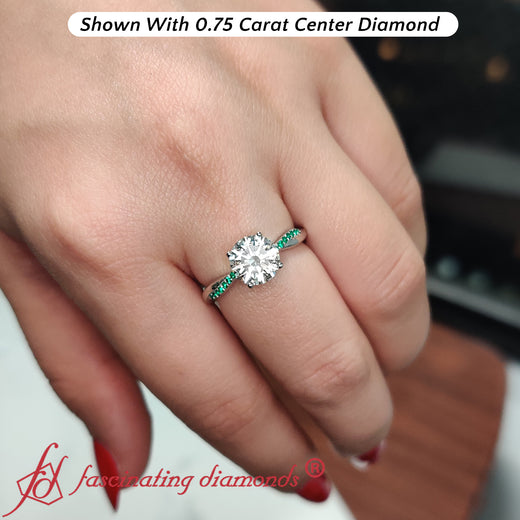 1.50_Carat_Round_Cut_Twisted_Vine_Lab_Diamond_Engagement_Ring_With_Emerald-FD8253R-4