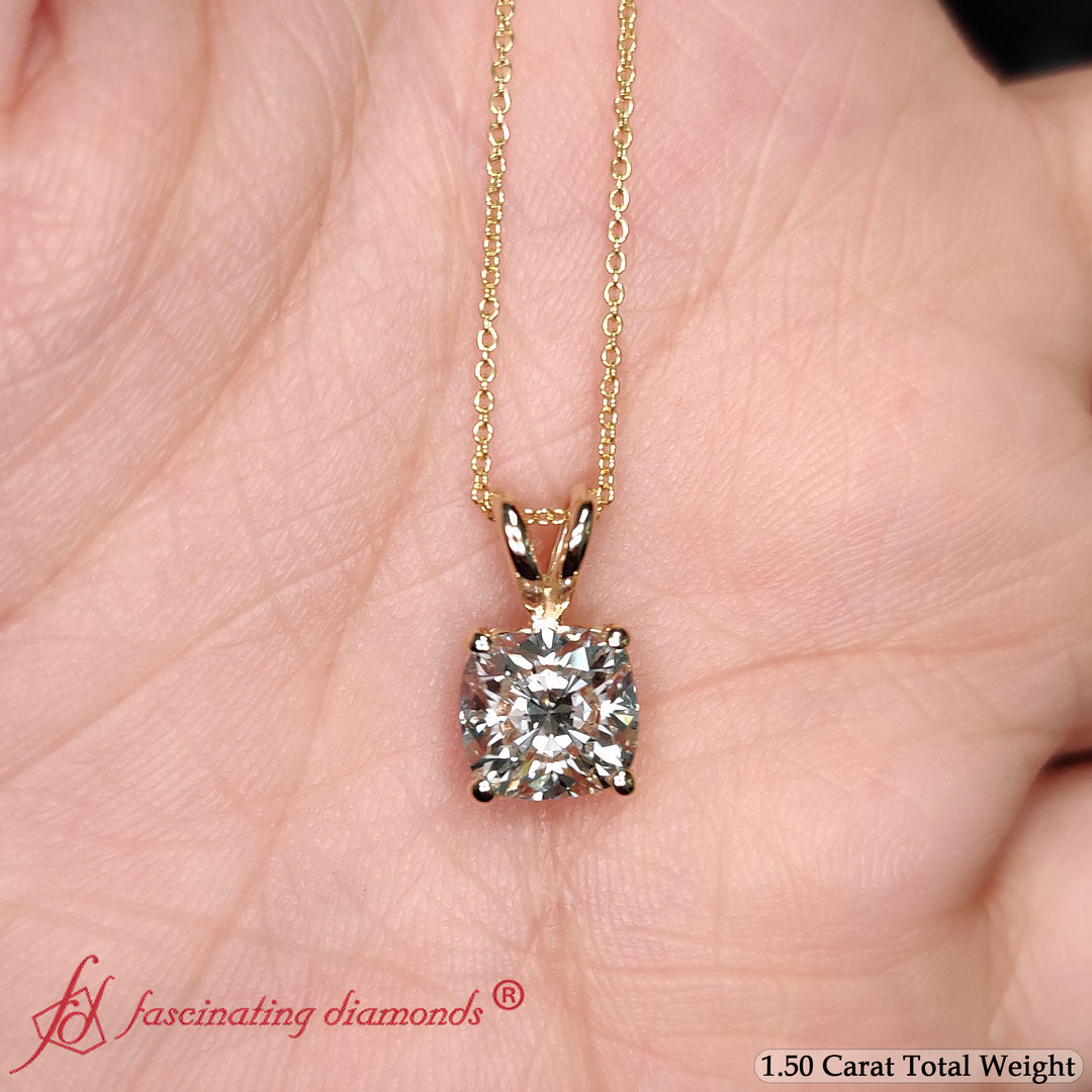 1.50_Ct._Single_Diamond_Cushion_Pendant_In_14K_Yellow_Gold-FDPD8469CU-1.50CT