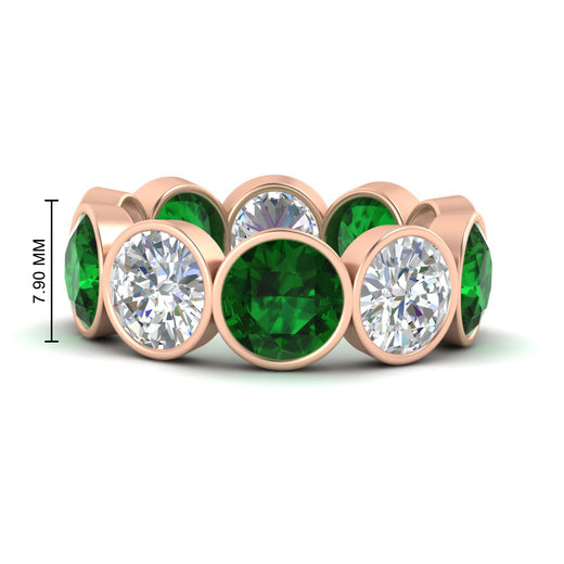 10-carat-bezel-set-round-diamond-eternity-band-with-emerald-in-rose-gold-FDEWB10558ROGEMGRANGLE3-10.00CT-NL-RG