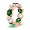 Load image into Gallery viewer, 10-carat-bezel-set-round-diamond-eternity-band-with-emerald-in-rose-gold-FDEWB10558ROGEMGRANGLE3-10.00CT-NL-RG