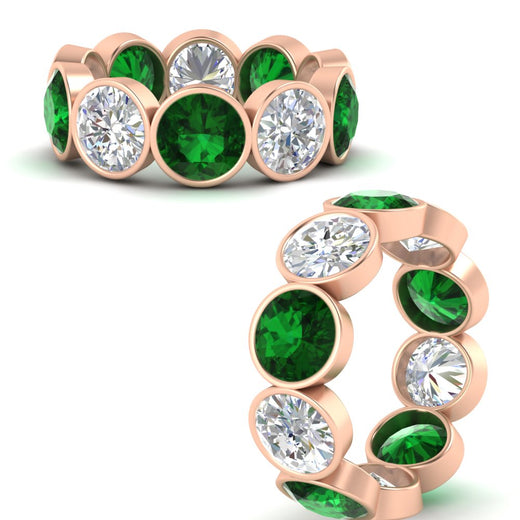 10-carat-bezel-set-round-diamond-eternity-band-with-emerald-in-rose-gold-FDEWB10558ROGEMGRANGLE3-10.00CT-NL-RG