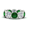 Load image into Gallery viewer, 10-carat-bezel-set-round-diamond-eternity-band-with-emerald-in-white-gold-FDEWB10558ROGEMGRANGLE3-10.00CT-NL-WG