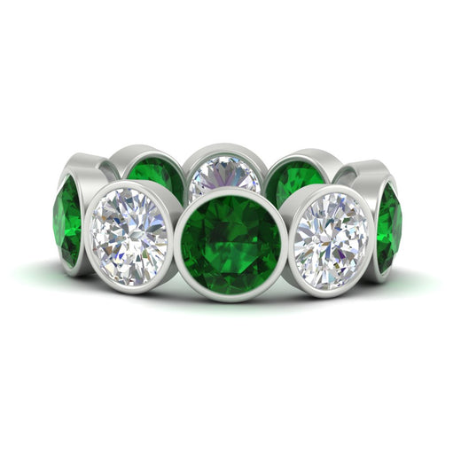 10-carat-bezel-set-round-diamond-eternity-band-with-emerald-in-white-gold-FDEWB10558ROGEMGRANGLE3-10.00CT-NL-WG
