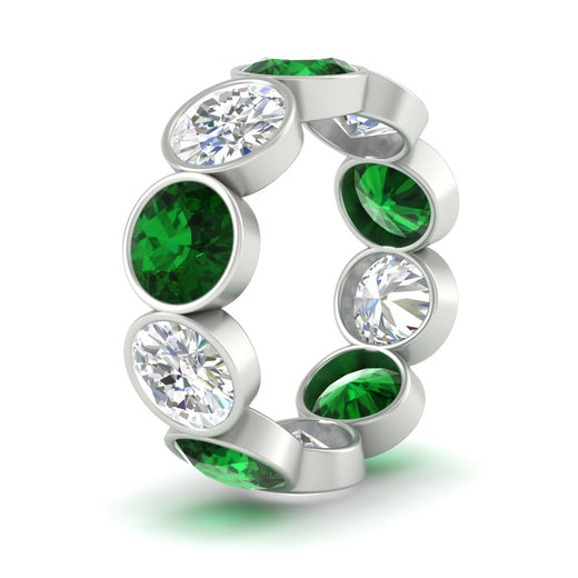 10-carat-bezel-set-round-diamond-eternity-band-with-emerald-in-white-gold-FDEWB10558ROGEMGRANGLE3-10.00CT-NL-WG