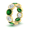 Load image into Gallery viewer, 10-carat-bezel-set-round-diamond-eternity-band-with-emerald-in-yellow-gold-FDEWB10558ROGEMGRANGLE3-10.00CT-NL-YG