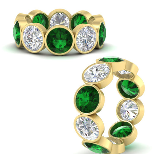 10-carat-bezel-set-round-diamond-eternity-band-with-emerald-in-yellow-gold-FDEWB10558ROGEMGRANGLE3-10.00CT-NL-YG