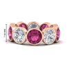 Load image into Gallery viewer, 10-carat-bezel-set-round-diamond-eternity-band-with-pink-sapphire-in-rose-gold-FDEWB10558ROGSADRPIANGLE3-10.00CT-NL-RG